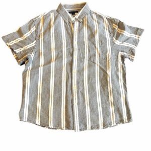 Banana Republic Men’s‎ Blue & White Stripe Linen-Cotton Button-Down (Size Large)